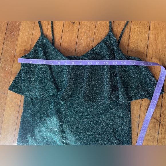 ZARA Sparkle Bodysuit size L ruffle top tank - Picture 5 of 6
